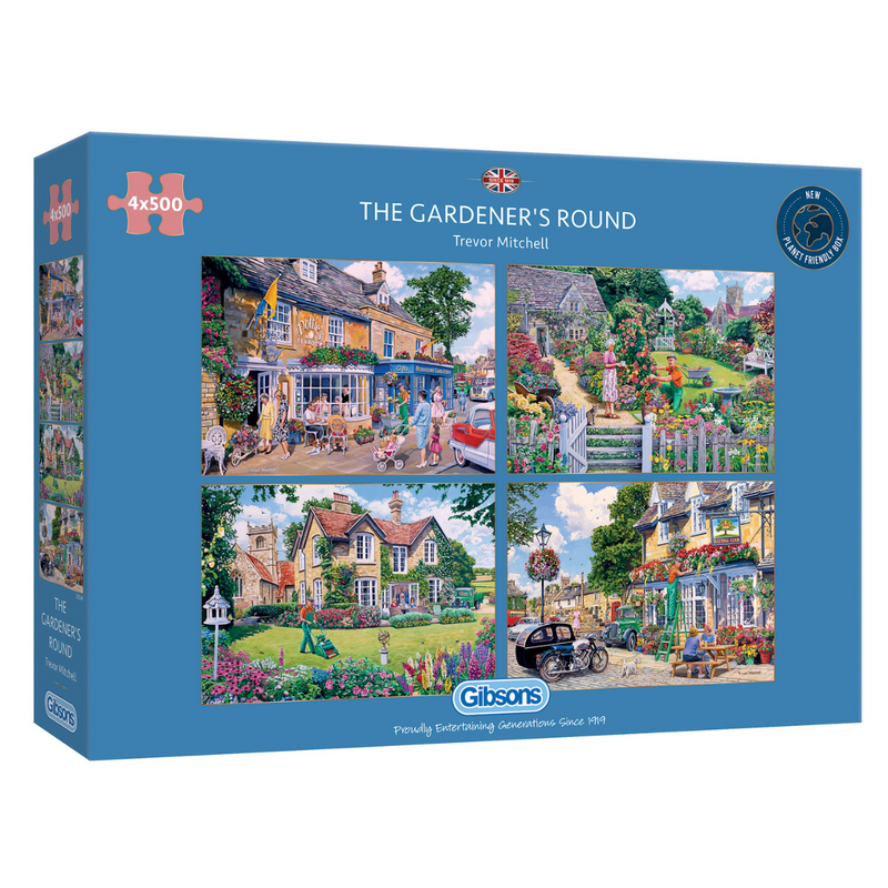 The Gardener's Round (four in a box) 500 piece jigsaw puzzles from Gibsons