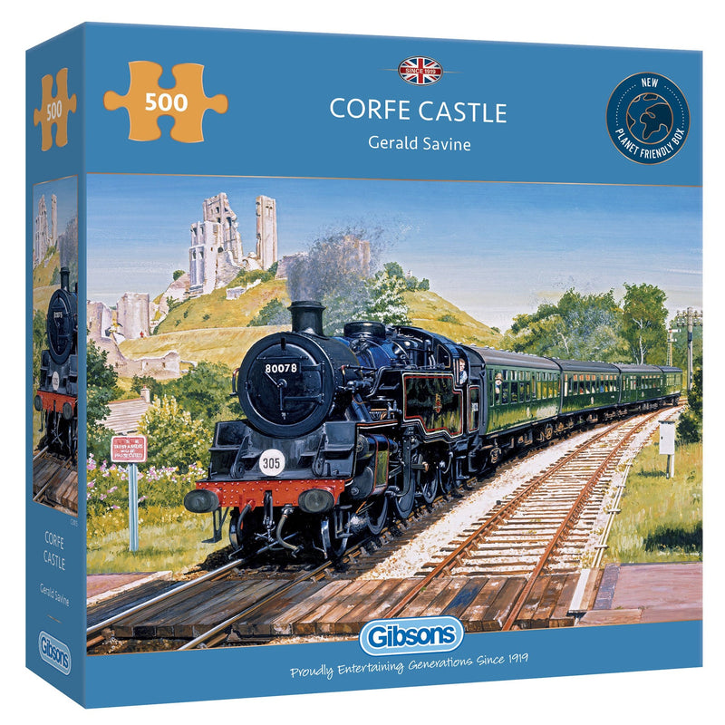 Corfe Castle Crossing 500 piece jigsaw puzzle for adults from Gibsons
