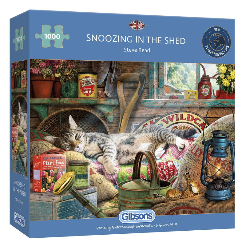 Snoozing in the shed 1000 piece jigsaw puzzle from Gibsons
