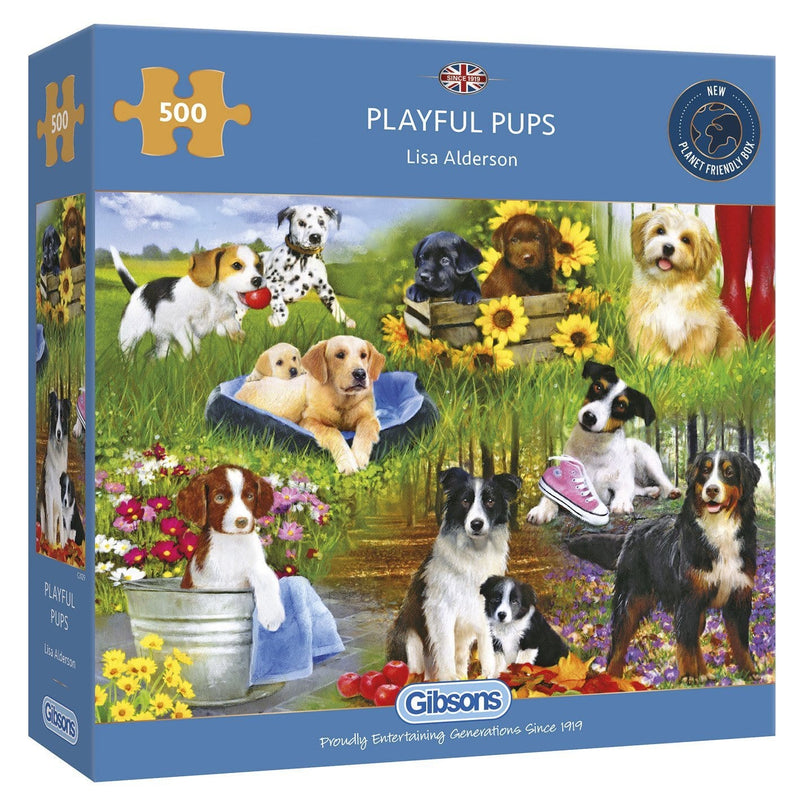 Playful Pups 500 piece jigsaw puzzle from Gibsons