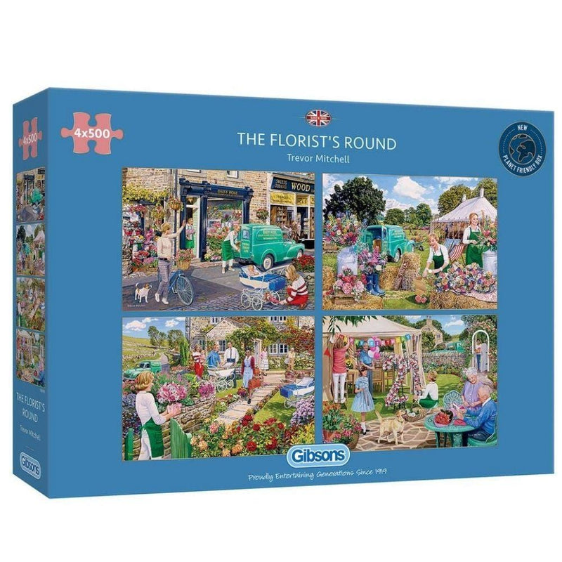 Gibsons The Florist's Round  (4 in a box) 4x500Piece Jigsaw Puzzle for Adults